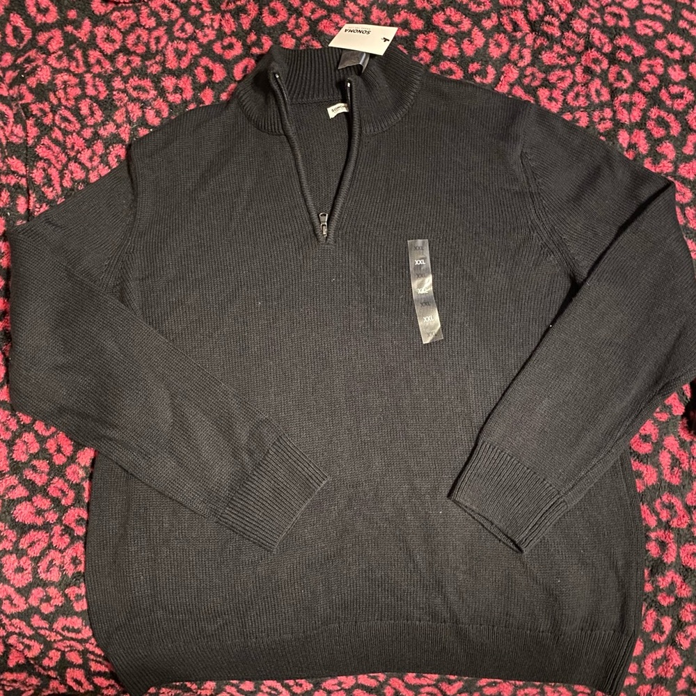 Men's Black Quarter Zip Sweater